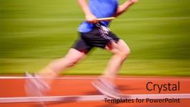  Presentation with running race - Beautiful theme featuring ahead competition - blurred motion image backdrop and a  colored foreground