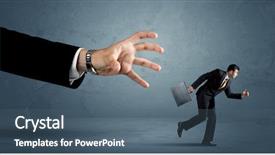  Presentation with running - Slide set featuring ahead competition - business man running away background and a ocean colored foreground