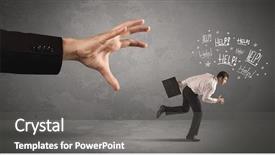  Presentation with running person - Beautiful presentation featuring ahead competition - business person running away backdrop and a gray colored foreground