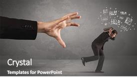  Presentation with running person - Cool new slide set with ahead competition - business person running away backdrop and a gray colored foreground