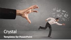  Presentation with running person - Slide deck featuring ahead competition - business person running away background and a gray colored foreground