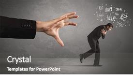  Presentation with running person - Slides having ahead competition - business person running away background and a gray colored foreground