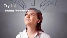  Presentation with wrong thinking - Theme featuring ahead curve - beautiful young lady thinking background and a gray colored foreground