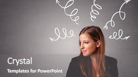  Presentation with system thinking - PPT theme having ahead curve - beautiful young woman thinking background and a gray colored foreground