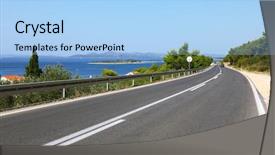  Presentation with curve ahead - Slide deck with ahead curve - coastal road and sea background and a light blue colored foreground