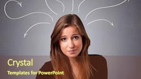  Presentation with pretty girl - PPT theme consisting of ahead curve - pretty young girl thinking background and a  colored foreground