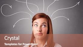  Presentation with creative thinking brain - Beautiful slide deck featuring ahead curve - pretty young girl thinking backdrop and a coral colored foreground