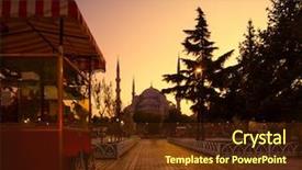  Presentation with mosque - Slides consisting of ahmed mosque at sunset istanbul background and a tawny brown colored foreground