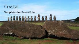  Presentation with ahu - Beautiful PPT theme featuring ahu tongariki with a fallen backdrop and a light blue colored foreground