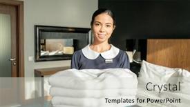  Presentation with staff - Presentation theme featuring ai-generated-face-of-happy background and a light gray colored foreground