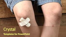  Presentation with boy band - Amazing presentation design having band aid - bruise on the boy's leg backdrop and a tawny brown colored foreground