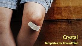  Presentation with band - PPT layouts enhanced with band aid - bruise on the boy's leg background and a tawny brown colored foreground