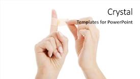  Presentation with vertical - Amazing slide set having band aid - female's finger with plaster vertical backdrop and a white colored foreground