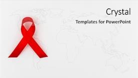  Presentation with world map - Colorful PPT theme enhanced with aids awareness red heart ribbon backdrop and a  colored foreground