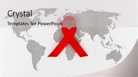  Presentation with world map - Cool new theme with aids awareness red heart ribbon backdrop and a light gray colored foreground