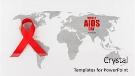  Presentation with world map - Slide deck with aids awareness red heart ribbon background and a  colored foreground