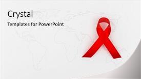  Presentation with hearing aids - Audience pleasing presentation theme consisting of aids awareness red heart ribbon backdrop and a white colored foreground