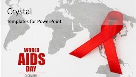  Presentation with hearing aids - Presentation theme enhanced with aids awareness red heart ribbon background and a light gray colored foreground