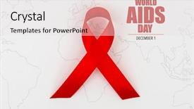  Presentation with hearing aids - Cool new slide set with aids awareness red heart ribbon backdrop and a sky blue colored foreground