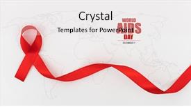  Presentation with hearing aids - Presentation design enhanced with aids awareness red heart ribbon background and a white colored foreground