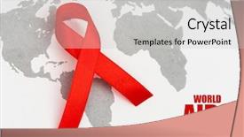  Presentation with world map - Beautiful slide deck featuring aids awareness red heart ribbon backdrop and a light gray colored foreground