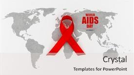  Presentation with world map - Amazing PPT theme having aids awareness red heart ribbon backdrop and a lemonade colored foreground