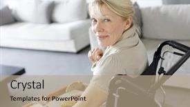  Presentation with recovery - Cool new PPT theme with food recovery - senior woman in wheelchair holding backdrop and a coral colored foreground