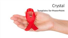 Presentation with hiv ribbon - Amazing presentation theme having aids ribbon in hand isolated backdrop and a white colored foreground