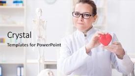  Presentation with red medical - Beautiful presentation design featuring aids skeleton - cardiologist with red heart backdrop and a white colored foreground