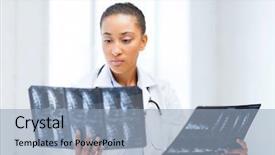  Presentation with doctor african - Slide deck featuring aids skeleton - healthcare medical and radiology concept background and a light blue colored foreground