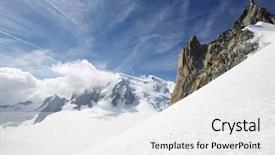  Presentation with mont blanc - Presentation theme featuring aiguille du midi south face mont blanc massif chamonix alps france background and a white colored foreground