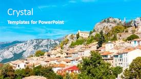  Presentation with france - Audience pleasing slide set consisting of aiguines-in-central-provence-france backdrop and a light gray colored foreground