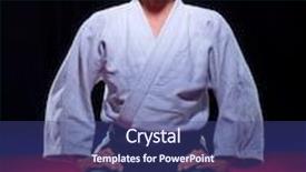  Presentation with aikido - PPT layouts featuring aikido fighter on black background background and a ocean colored foreground
