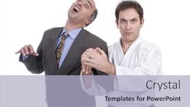  Presentation with aikido - Colorful PPT theme enhanced with aikido-man-hurting-a-successful backdrop and a light blue colored foreground