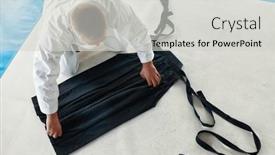 Presentation with aikido - Presentation design with aikido-sensei-folding-kimono-hakama background and a light gray colored foreground
