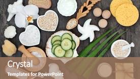  Presentation with skin care natural products - Presentation having ailments including sunburn eczema psoriasis background and a coral colored foreground