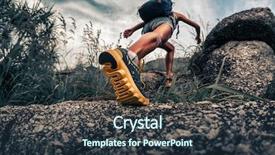  Presentation with rocky - Presentation design with aim high - lady hiker walking background and a tawny brown colored foreground