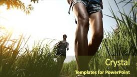  Presentation with walking young wild jaguar - PPT layouts with aim high - two young ladies with backpacks background and a tawny brown colored foreground