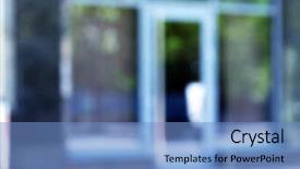  Presentation with business abstract - Presentation theme featuring aim stars - abstract blurry business center background background and a teal colored foreground