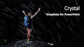  Presentation with star trails - Slide set featuring aim stars - hiker with backpack standing background and a black colored foreground