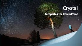  Presentation with winter forest night - PPT theme featuring aim stars - woman skiing at night background and a wine colored foreground