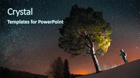  Presentation with winter forest night - Slide deck enhanced with aim stars - woman skiing at night background and a wine colored foreground