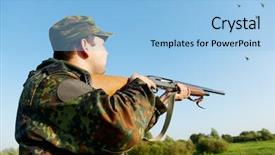  Presentation with hunting camouflage - Colorful theme enhanced with aiming and shooting with hunting backdrop and a light blue colored foreground