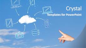  Presentation with cloud computing - Audience pleasing slide deck consisting of aiming at cloud computing concept backdrop and a teal colored foreground