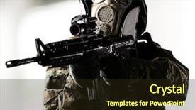  Presentation with gas - PPT theme having aiming with a shot gun background and a wine colored foreground