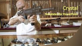  Presentation with gun - Presentation featuring aiming with rifle in gun background and a tawny brown colored foreground