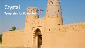  Presentation with fort - Theme enhanced with ain oasis united arab emirates background and a teal colored foreground