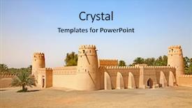  Presentation with fort - Presentation enhanced with ain oasis united arab emirates background and a light blue colored foreground