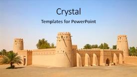  Presentation with fort - Cool new presentation theme with ain oasis united arab emirates backdrop and a light blue colored foreground