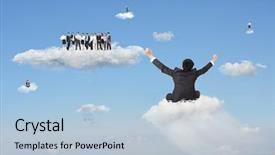  Presentation with positivity - Presentation design featuring air asia company - businessman sit on cloud background and a light blue colored foreground